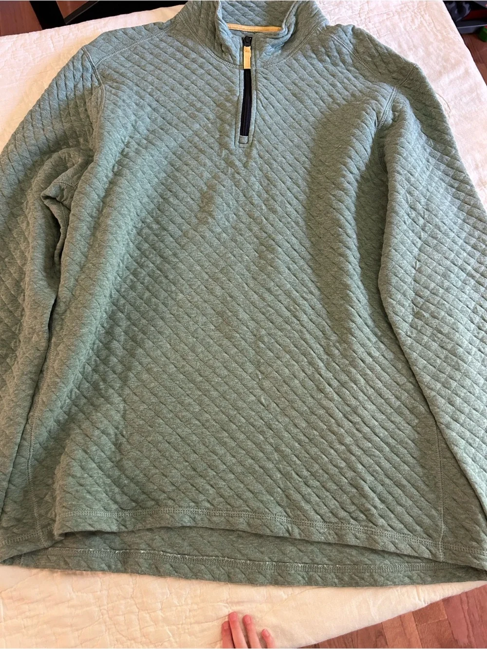J. Crew Quilted Half-Zip Pullover in Sage Green